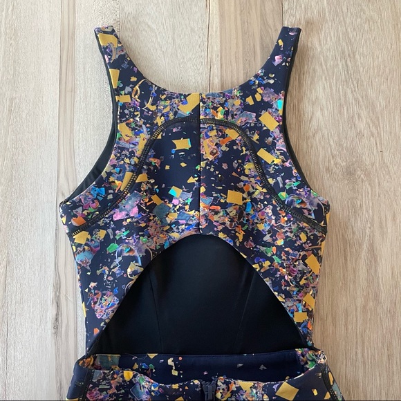 Cynthia Rowley Navy Confetti Print Open Back Dress Size 0 - Picture 9 of 11